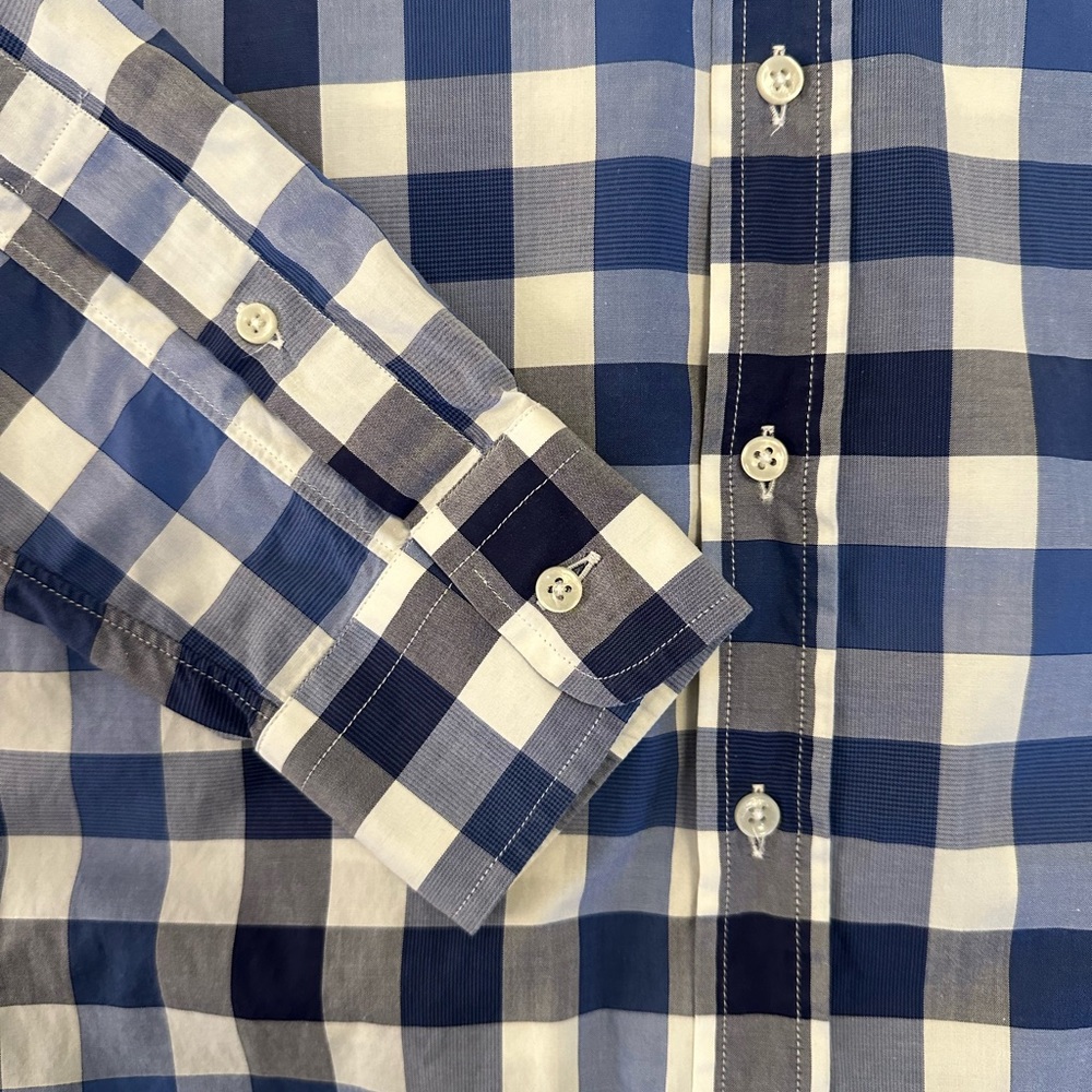 Todd Snyder - Men’s Blue White Plaid Button Down Shirt - Picture 9 of 9